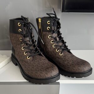 Michael Kors Black and Brown Combat Boots